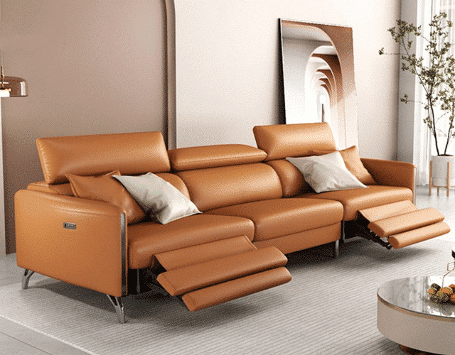 Stylish leather sofas including sectionals and recliners in contemporary designs for sophisticated living room furniture