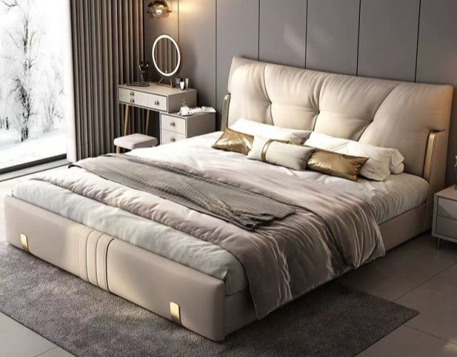 ADDISON King/Queen/Double Leather Bed with Gas Lift