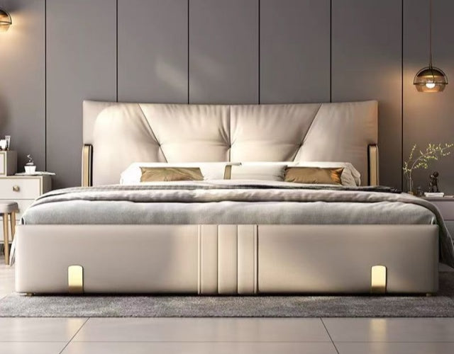 ADDISON King/Queen/Double Leather Bed with Gas Lift