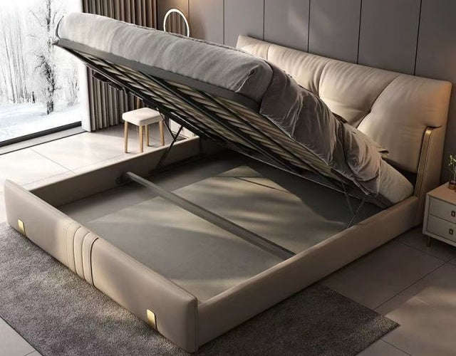 ADDISON King/Queen/Double Leather Bed with Gas Lift