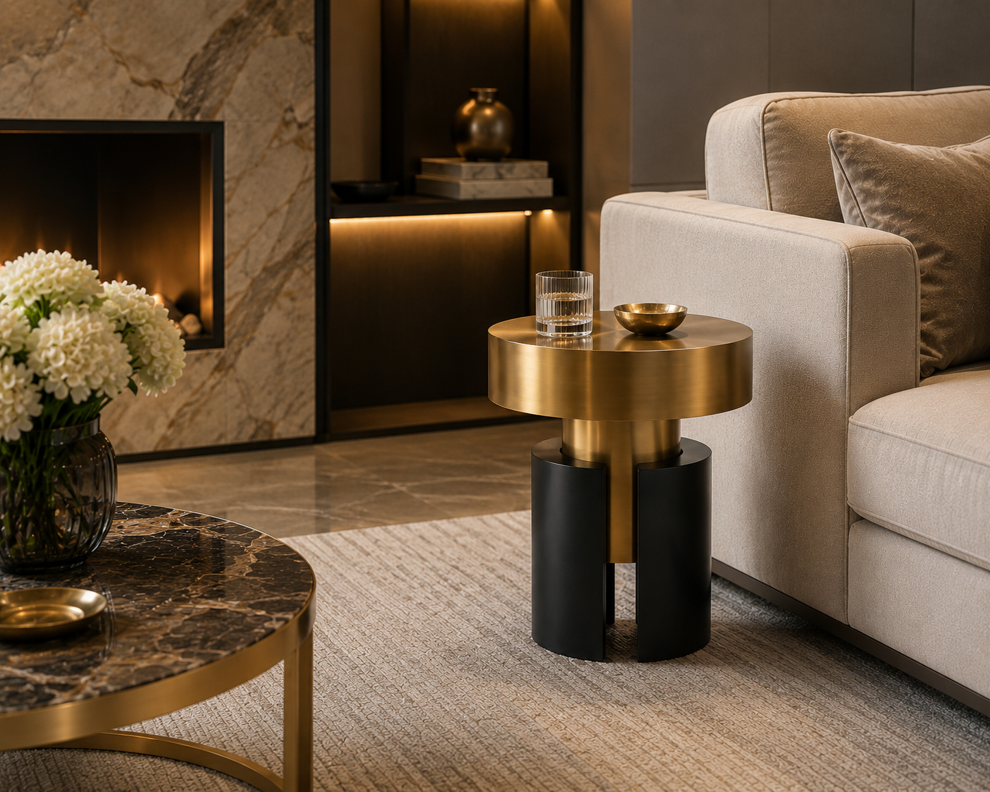 ARLO Side Table Luxury Gold and Black
