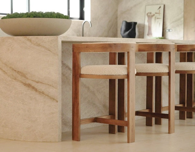 BARI Wooden Bar Stool with Back