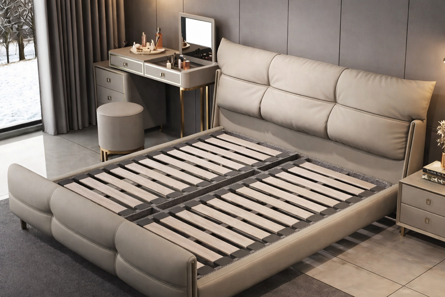 BOMMA King/Queen/Double Leather Bed Frame