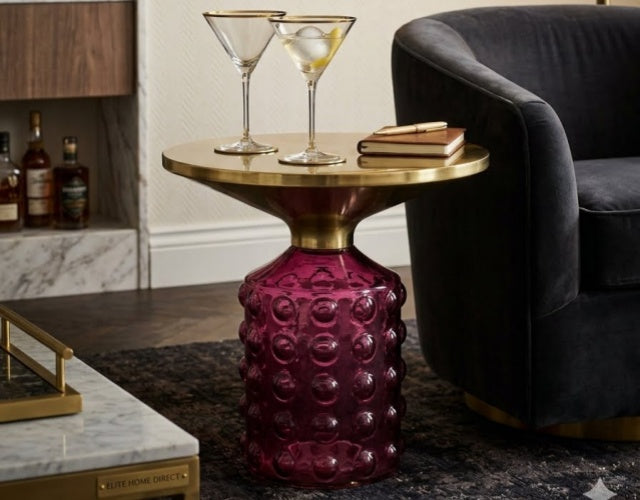 CAPRI Bubble Glass Side Table Gold/Black Accent