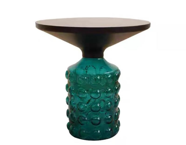 CAPRI Bubble Glass Side Table Gold/Black Accent