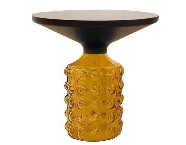 CAPRI Bubble Glass Side Table Gold/Black Accent