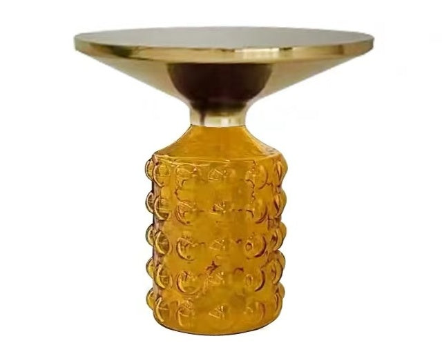 CAPRI Bubble Glass Side Table Gold/Black Accent