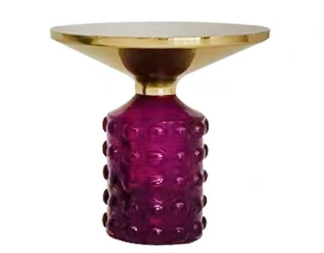 CAPRI Bubble Glass Side Table Gold/Black Accent