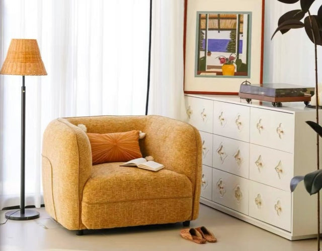 ELARA Fabric Curved Lounge Chair