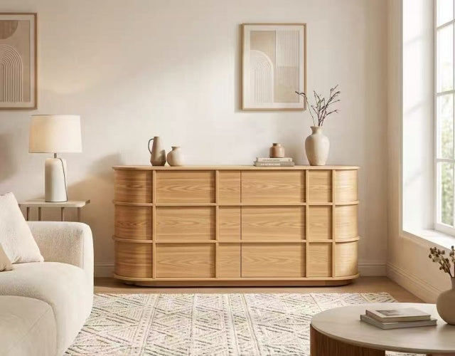 ELOWEN Curved Timber Sideboard