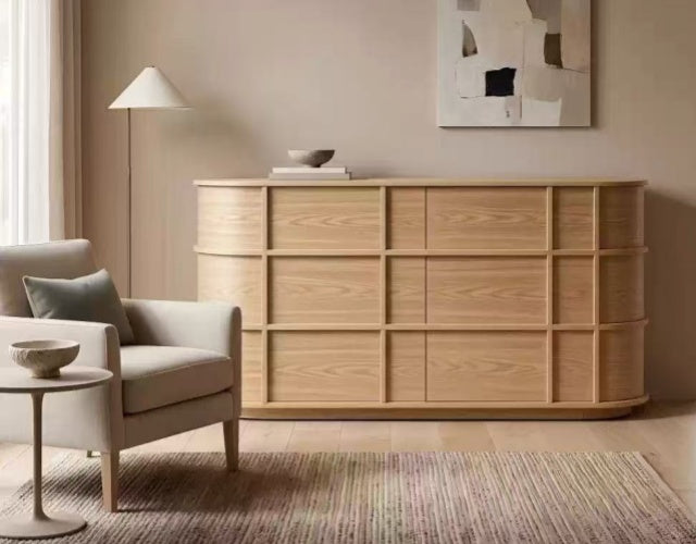 ELOWEN Curved Timber Sideboard