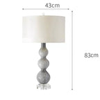 MURANO Large Art Glass Gourd Table Lamp – Mist Grey & Crystal
