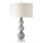 MURANO Large Art Glass Gourd Table Lamp – Mist Grey & Crystal