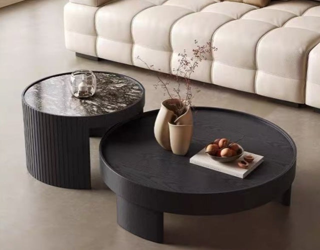 NOIR Orbit Black Wood Coffee Table Set