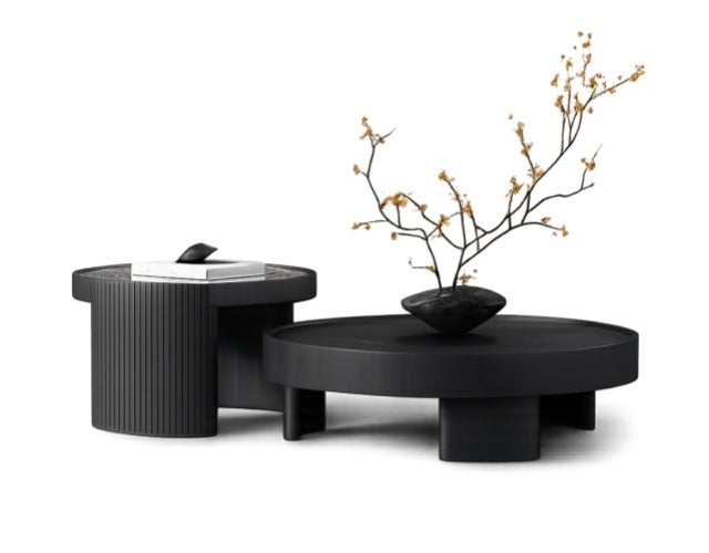 NOIR Orbit Black Wood Coffee Table Set