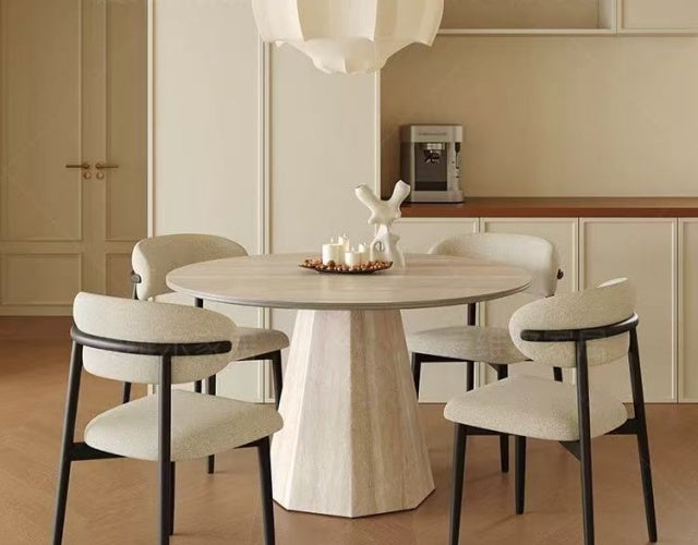 ROMAN Round Travertine Dining Table
