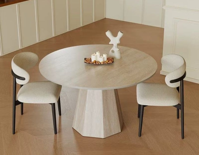 ROMAN Round Travertine Dining Table