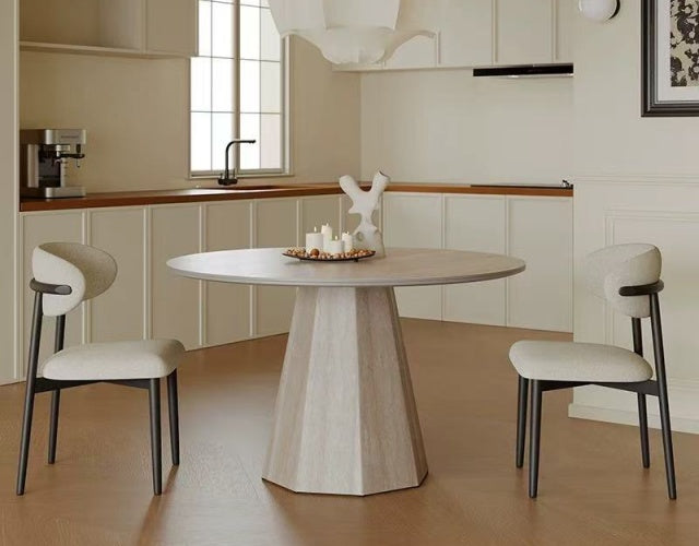 ROMAN Round Travertine Dining Table