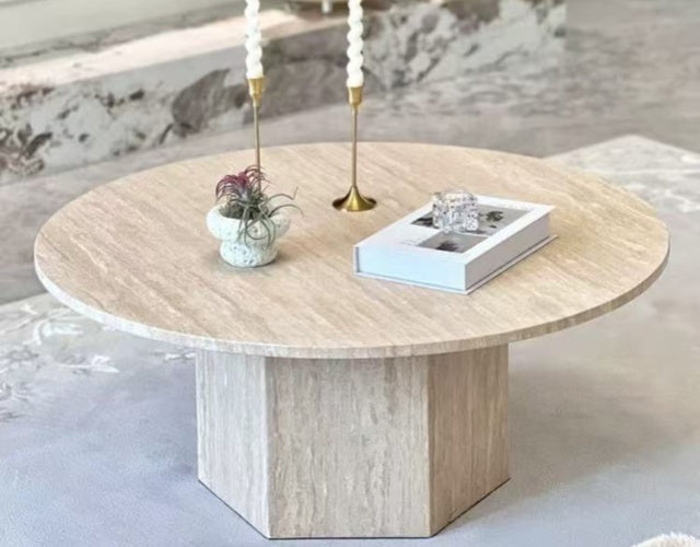 ROMAN Travertine Round Coffee Table