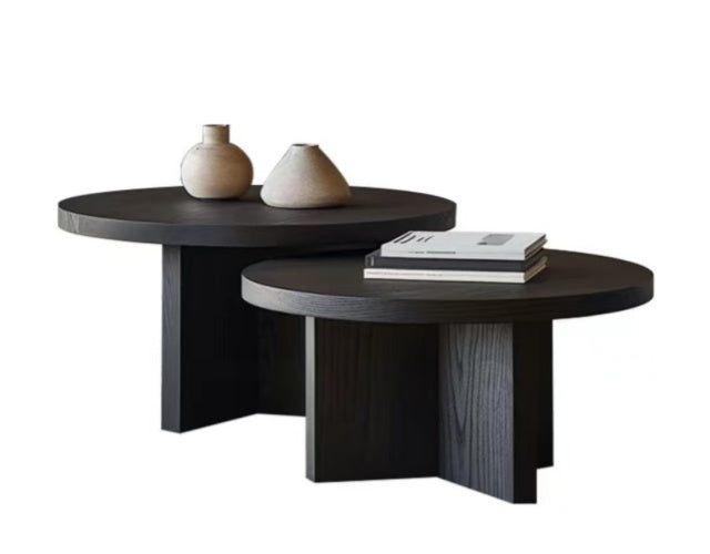 SOREN Nesting Coffee Table Set – Black Pine Wood