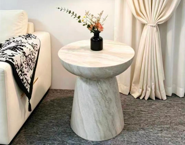SORRENTO Travertine Effect Side Table