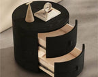 VELA Round Wood Bedside Table with Drawers