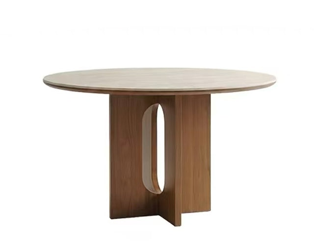 VERONA Travertine Round Wood Dining Table