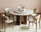 VERONA Travertine Round Wood Dining Table