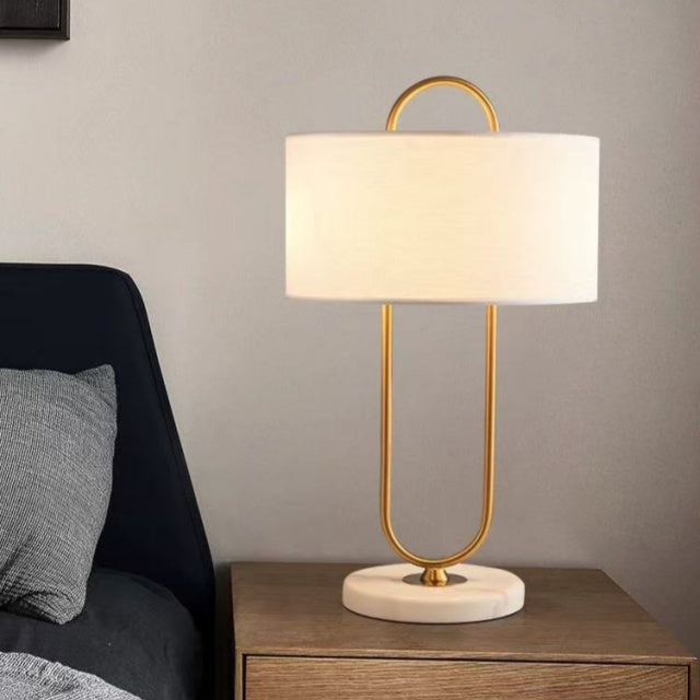 WARNER Table lamp Brushed Gold & White Marble