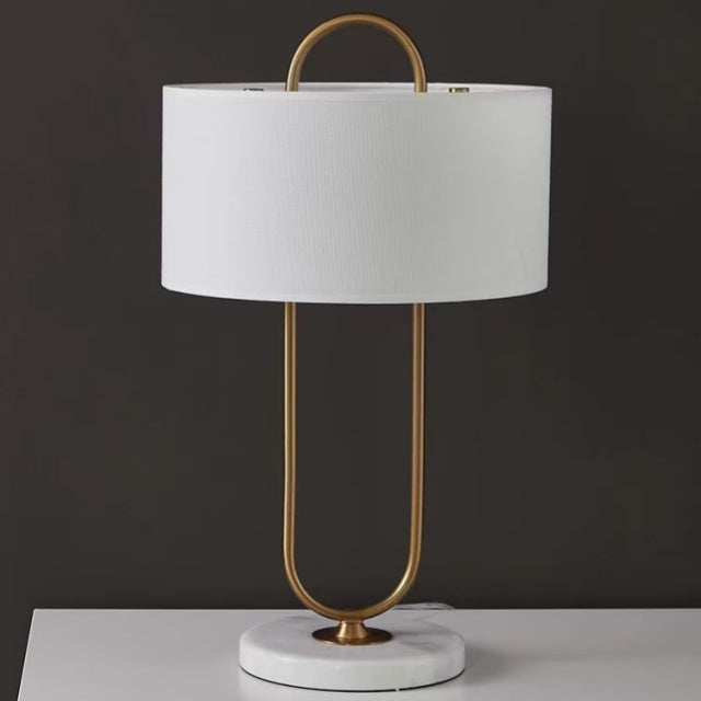 WARNER Table lamp Brushed Gold & White Marble