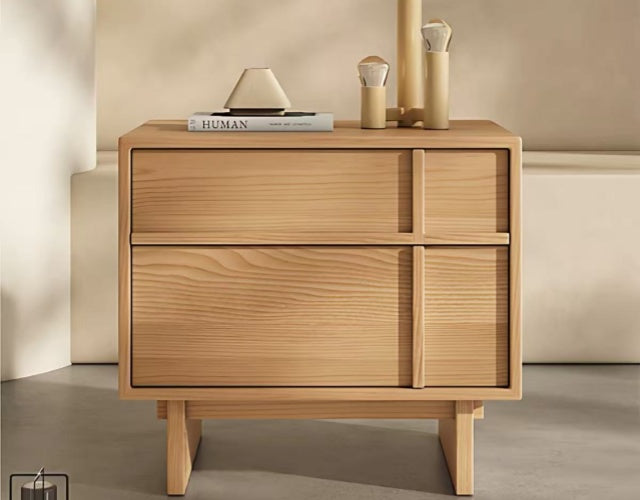 WREN Wood Geometric Bedside Table