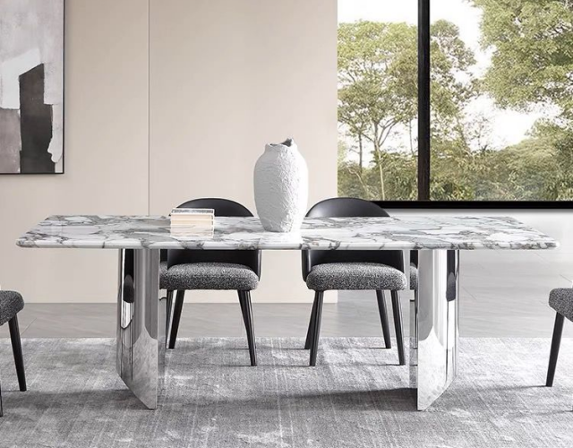 hugo dining table in silver base