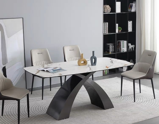 Enhance your dining room decor with our elegant Kennedy rectangular ceramic dining table