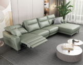 3+chaise recliner leather lounge moss green